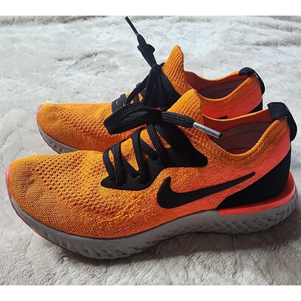 Nike Womens Epic React Flyknit Running Shoes Orange AQ0070-800 Sneaker 6.5